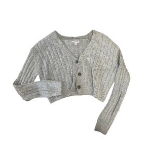 Garage Gray Ribbed Knit Cardigan